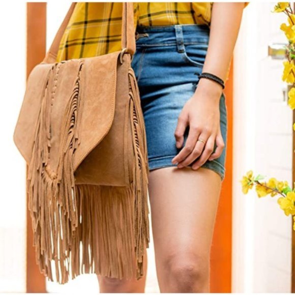 Women Hippie Fringe Fashion Bohemian Tassel Cross Body Vintage Boho Bag - Picture 4 of 9